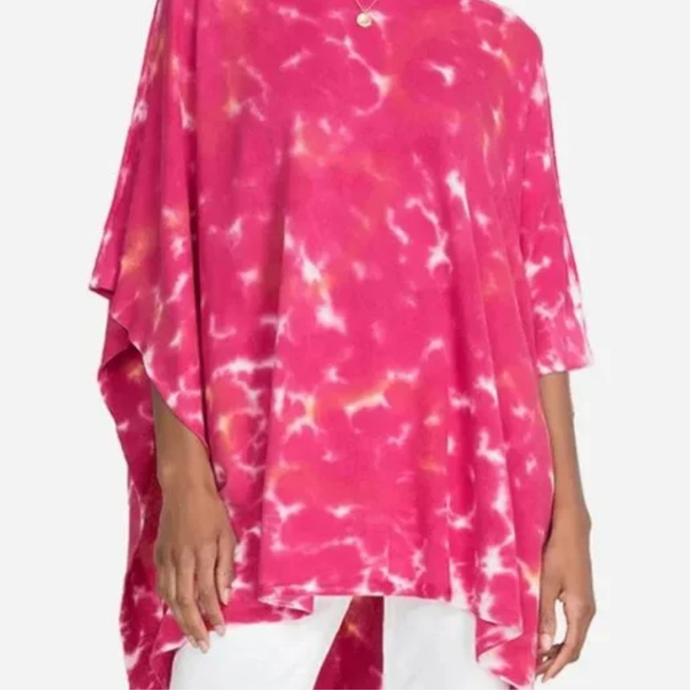 JOHNNY WAS Boho Hot Pink Hand Painted Poncho One Size - Picture 3 of 12